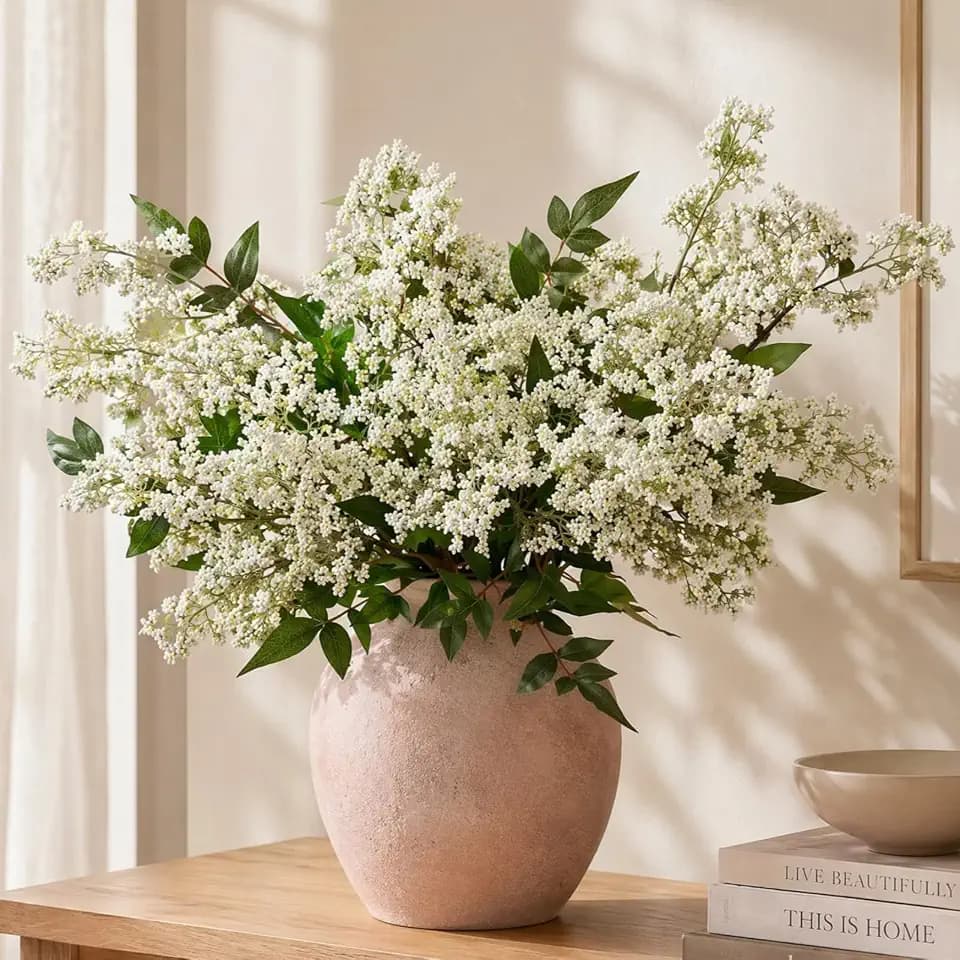 Artificial White Berry Stems Faux Winter Flower Branches for Vase Christmas