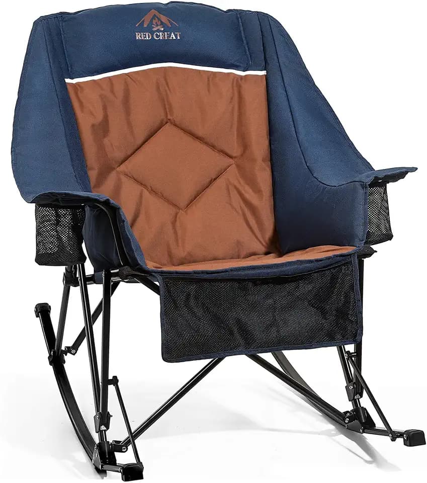 400lbs Rocking Camping Chair Oversized Folding Rocker for Adults