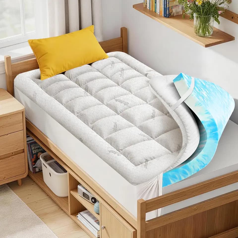 Pillow Top Memory Foam Mattress Topper Twin XL 3 Inch for College Dorms