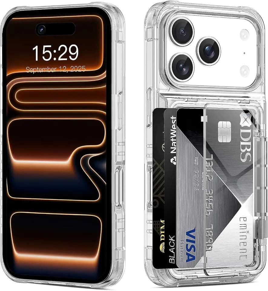 ACANDYA for iPhone 17 Pro Case 18 Pro Case Wallet Clear with Card Holder