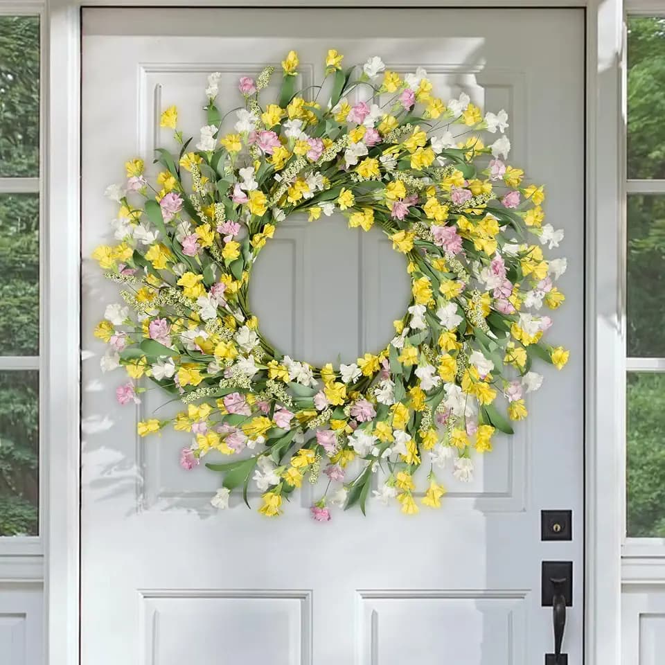 Artgar Front Door Wreath 24 Inch Spring/Summer Wreaths for Front Door