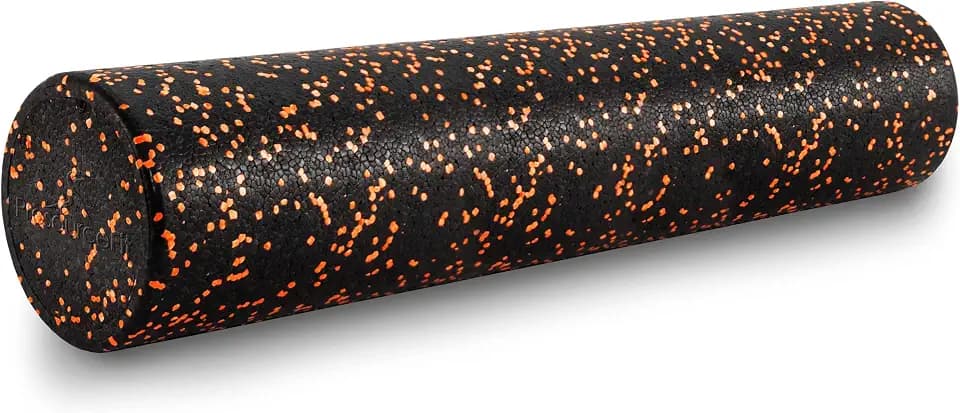 ProsourceFit High Density Foam Rollers 36 - inches long, Firm Full Body Athletic Massage Tool for Back Stretching, Yoga, Pilates, Post Workout Muscle Recuperation, Black/Orange