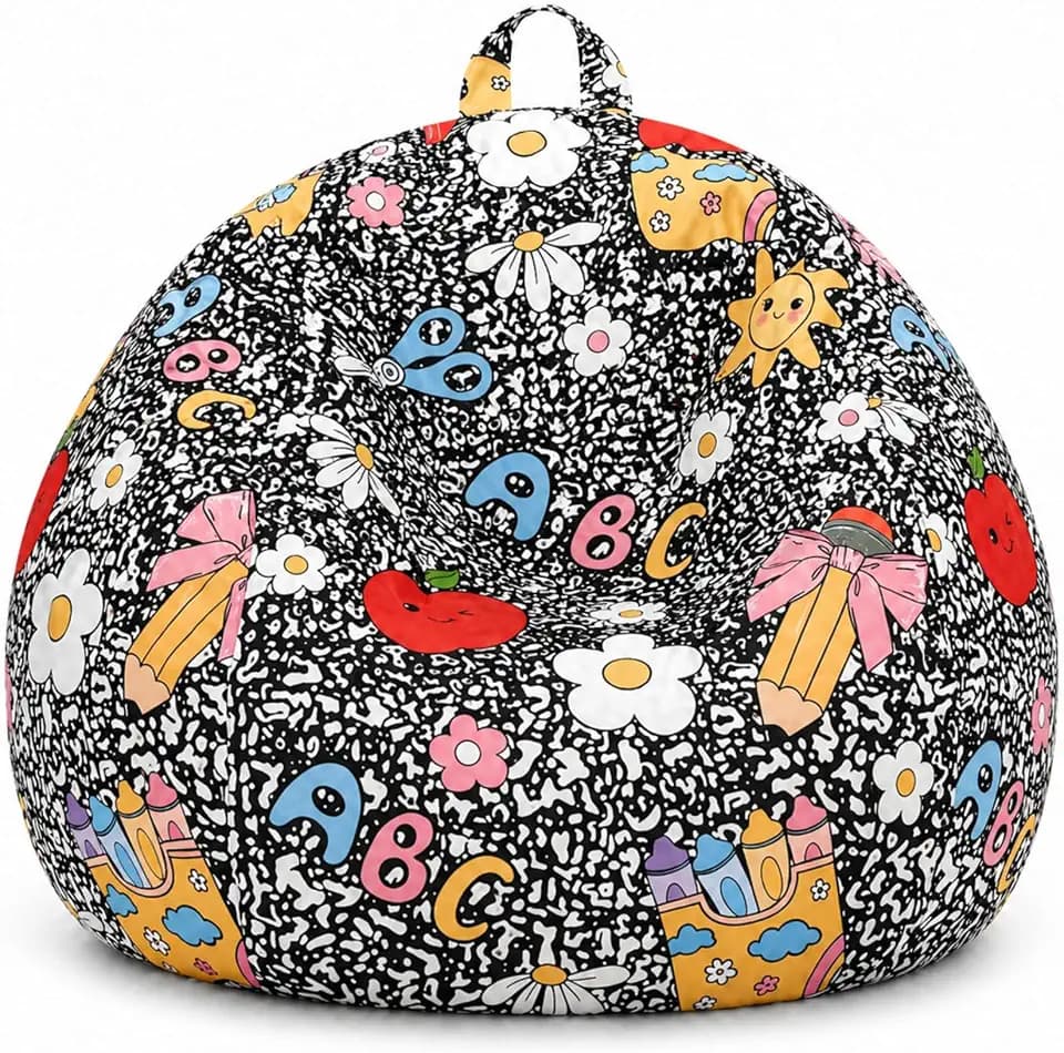 Classroom Bean Bag Chair Cover, (No Filler) 31.5", Stuffed Animal Storage