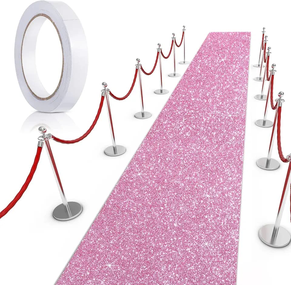Tatuo Carpet Runner for Party, Glitter Pink