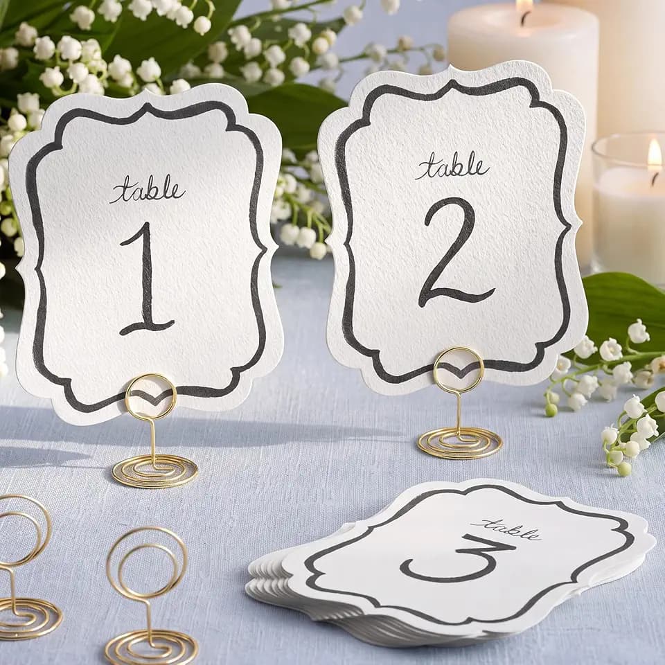 Eaasty 20 Pcs Watercolor Table Numbers 1-20 with Holders for Wedding, Black