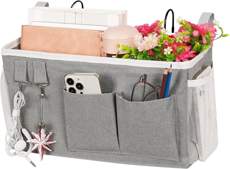 Lilithye Bedside Caddy, Bedside Storage Bag Hanging Organizer for Bunk Bed