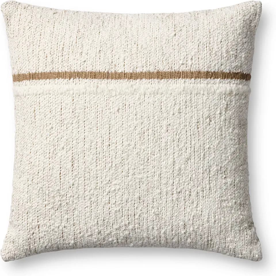 Loloi Ivory/Rustic Brown 22'' x 22'' Cover w/Poly Pillow