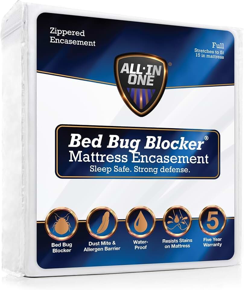 All-in-One Mattress Protector, Zippered Encasement, Water & Stain Resistant, Triple Seal Protection, Full, White