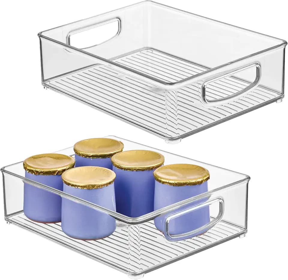 iDesign Plastic Stackable Pantry Bin, Set of 2, Clear