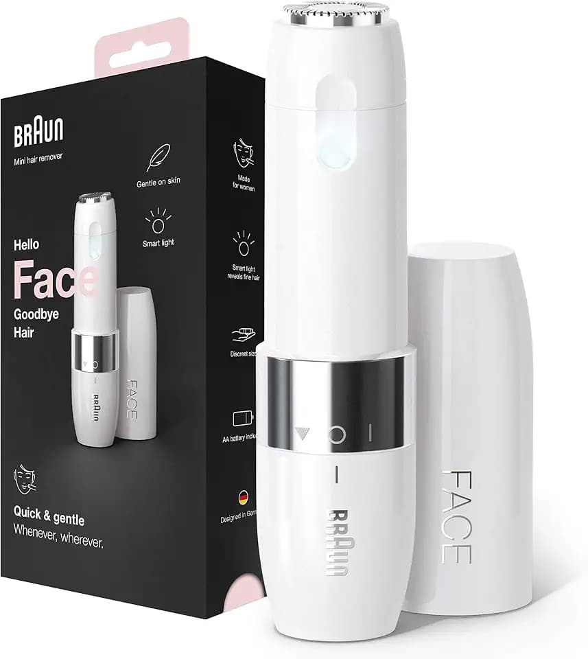Braun Face Mini-Haarentferner, Ladyshaver für Unterwegs, FS1000, Weiß