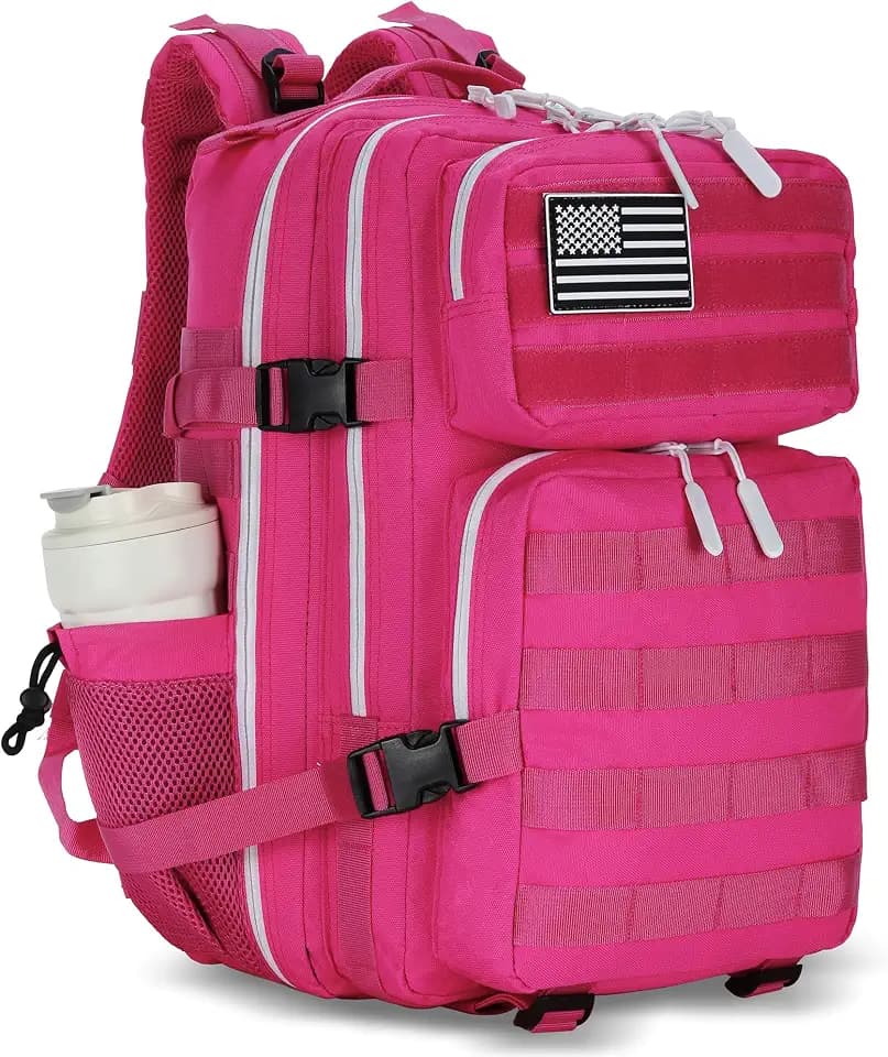 Lovelinks21 45L Tactical Assault Backpack 3 day assault pack with Molle Waterproof backpack Rucksack for Tactical Backpacks (Rose Red)