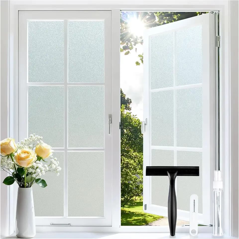 rabbitgoo Frosted Glass Window Privacy Film, No Glue, 17.5" x 118.1"