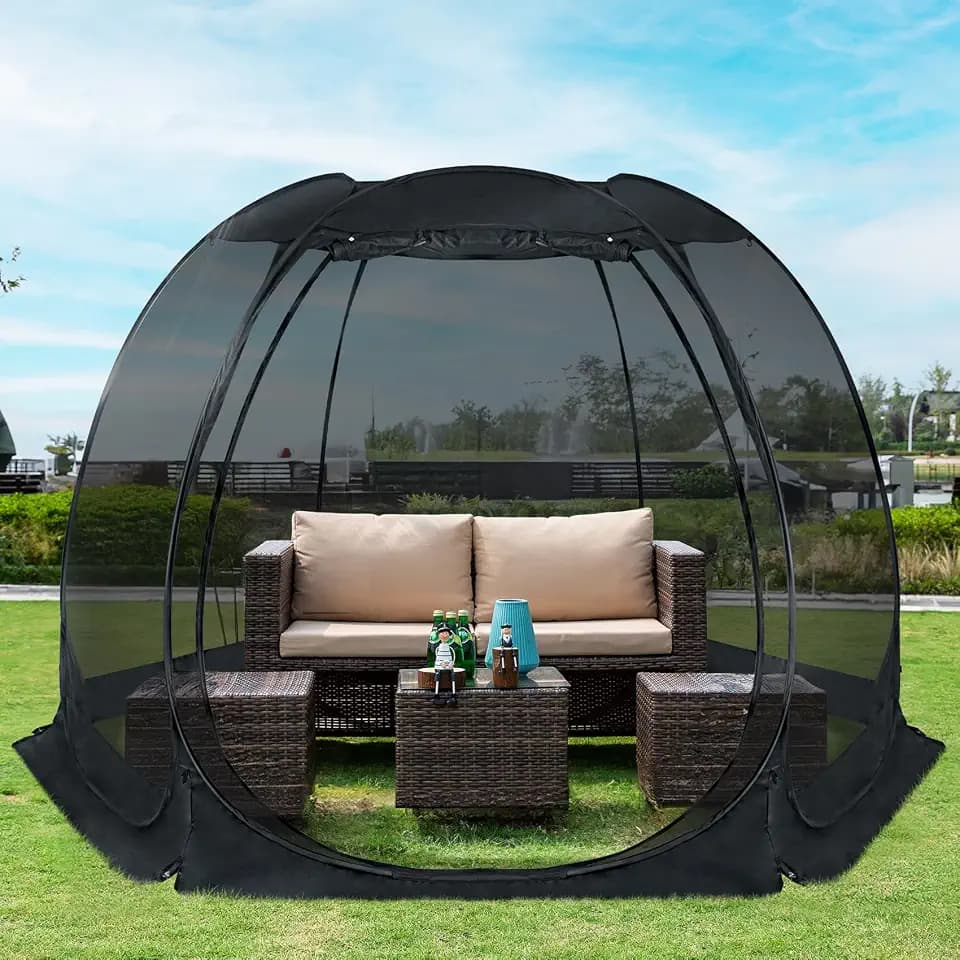 Alvantor Pop Up Screen House Tent, Instant Outdoor Gazebo with Mosquito Netting & UPF 50+ Sun Protection, Portable Canopy Shelter for Patio, Backyard, Camping (2-10 Person)