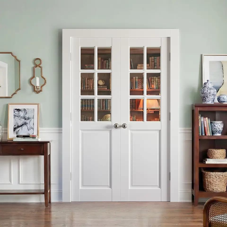 SMARTSTANDARD 48" x 80" Interior Glass Slab Door, Solid Core French Doors