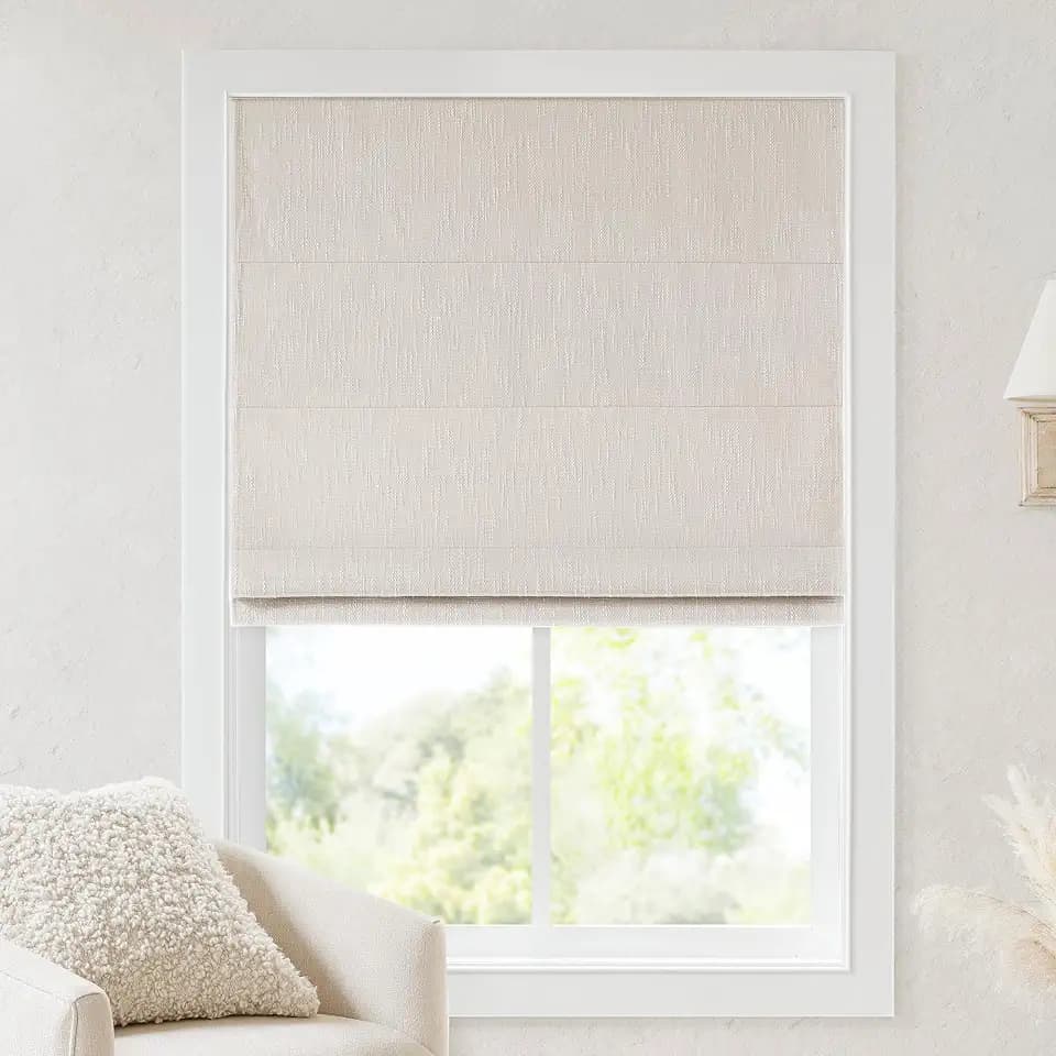 Madison Park Roman Shade, Blackout Blinds Thermal Insulated, 27x64 Linen