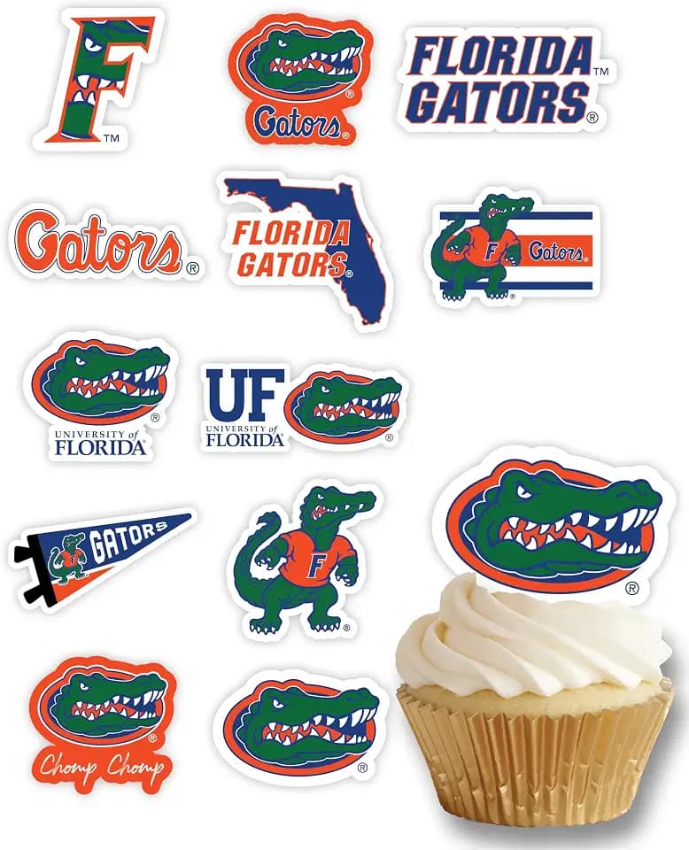 Florida Gators Cupcake Toppers UF Party Cake Decorations 24 Pcs