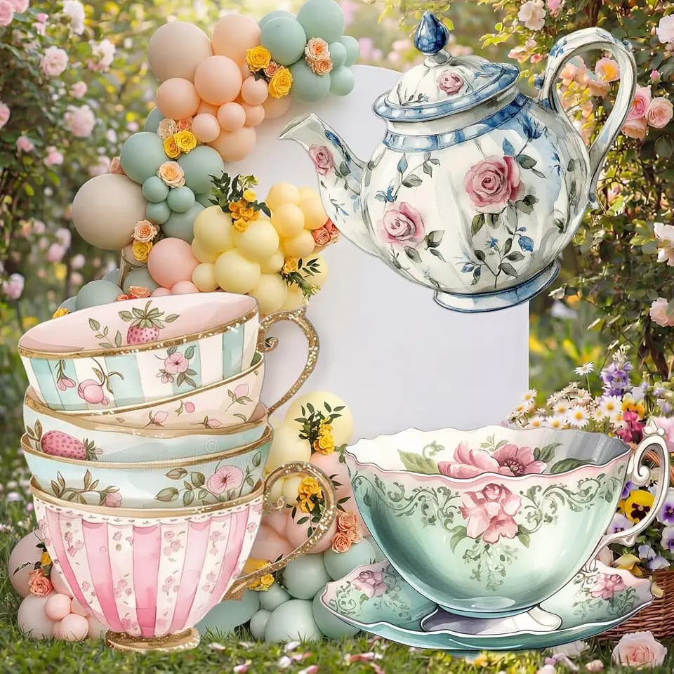 Amyhill 3 Pcs Large Tea Party Decorations Wonderland Garden Yard Sign