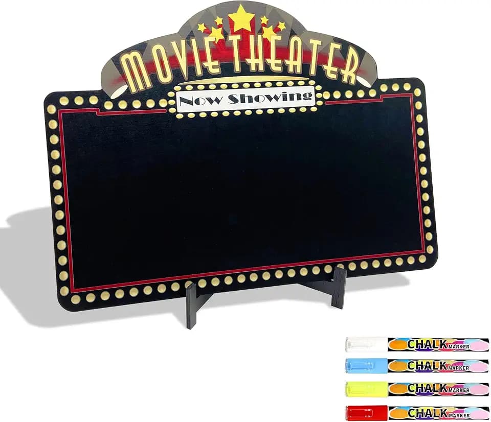 Movie Night Now Showing Chalkboard Supplies Kit 16x11 inch,Movie Room Decor