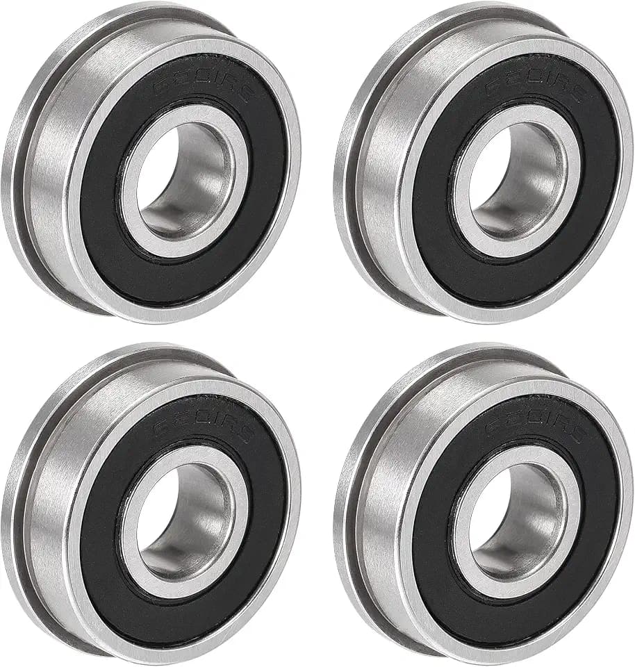 uxcell F6201-2RS Flanged Ball Bearing 12x32x10mm Double Sealed Chrome Steel Bearings 4pcs