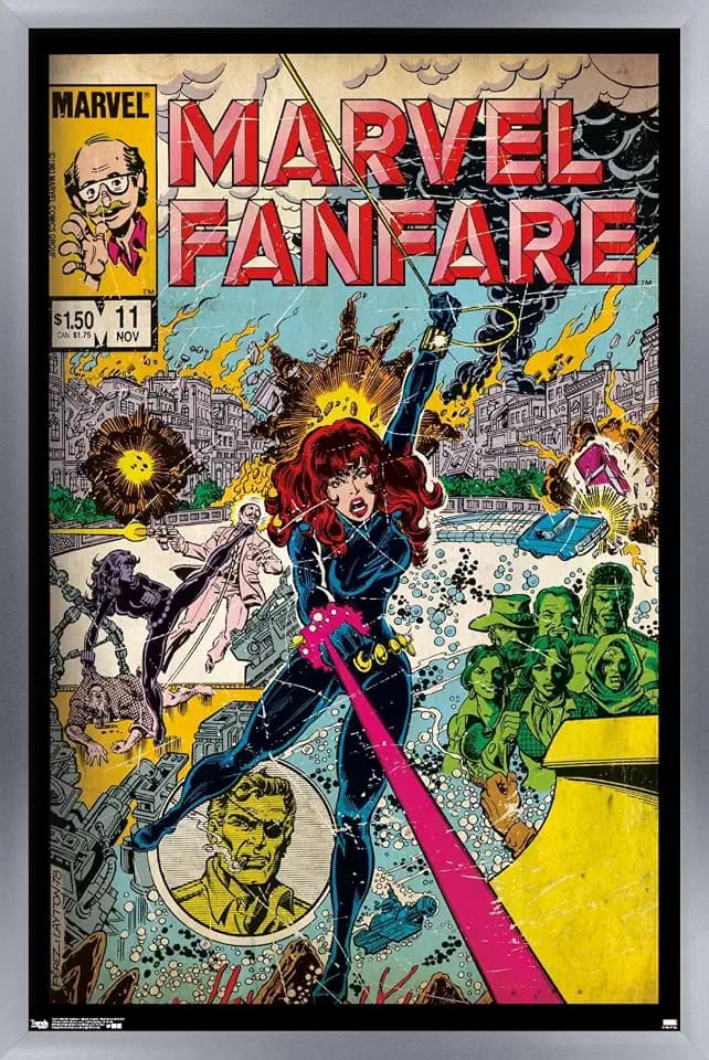 Trends International Marvel Comics - Black Widow - Marvel Fanfare #11 Wall Poster, 22.375" x 34", Silver Framed Version