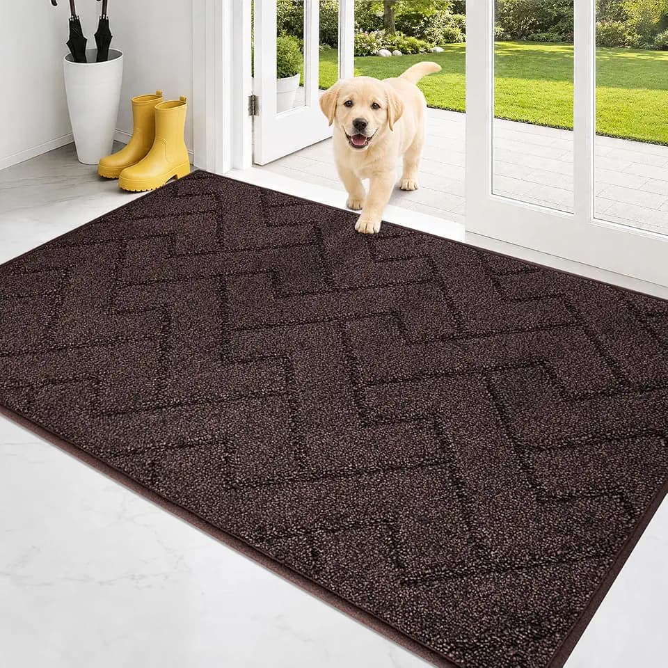 PURRUGS Dirt Trapping Door Mat Indoor Entrance, 34" x 59", Brown