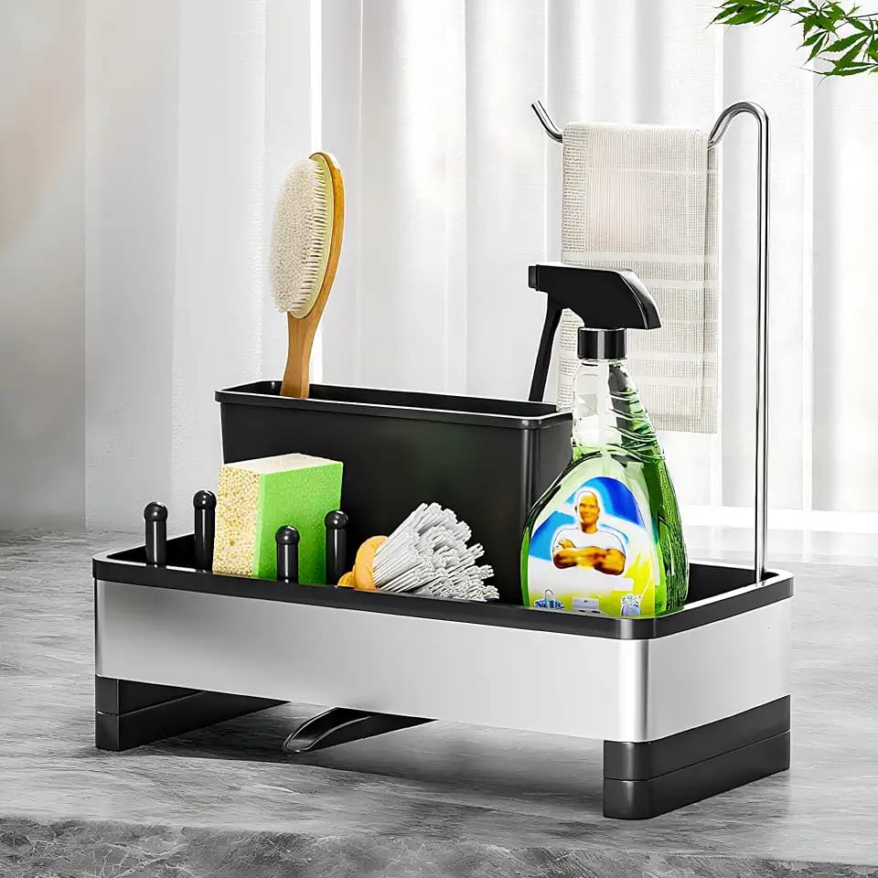 Ewaiira Sponge Holder for Kitchen Sink, Stainless Steel Sink Caddy