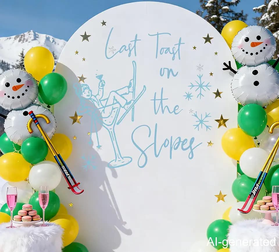Winter Bachelorette Wall Decoration - Last Toast on the Slopes - Apres Ski with the Bride to Be Decoration Blue
