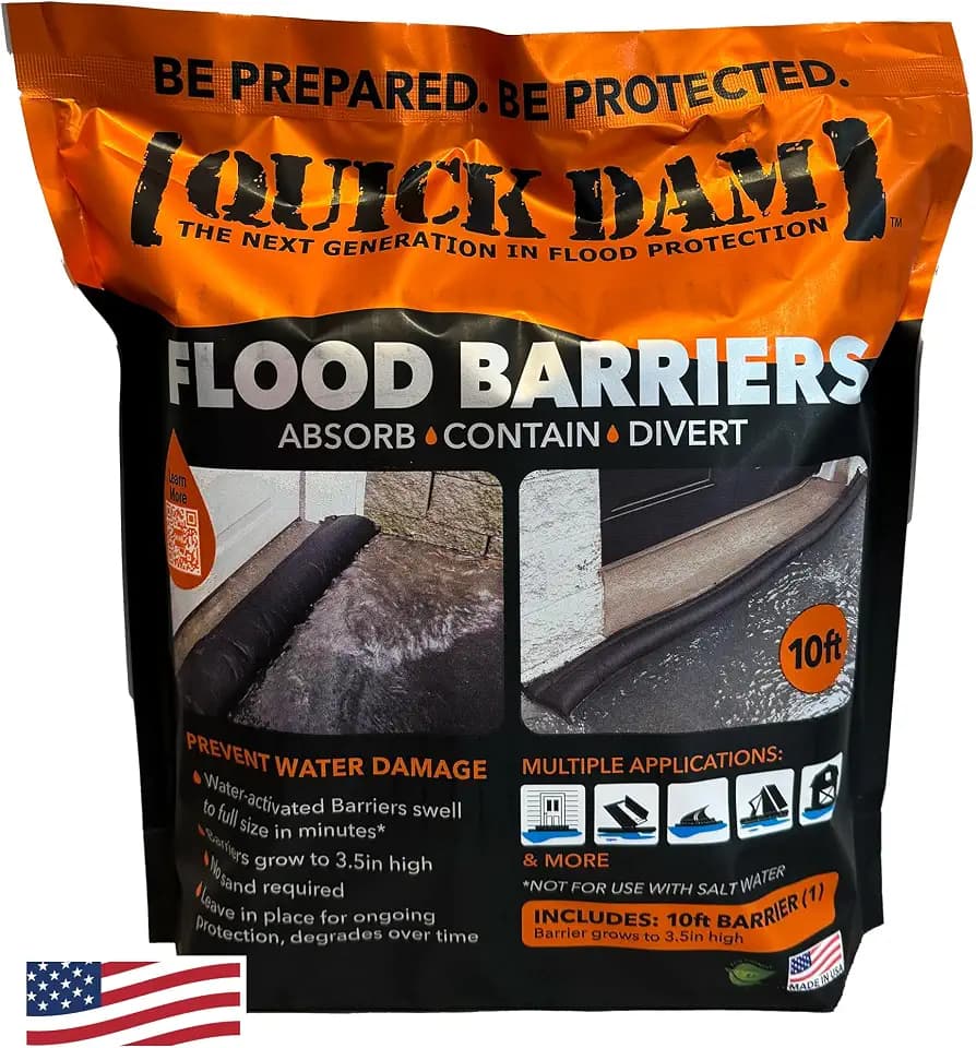 Quick Dam Water Activated 10ft Flood Barrier, Pack of 1