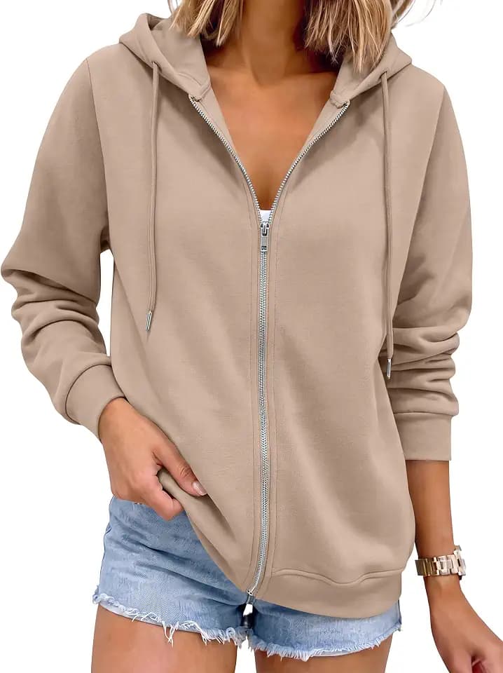 ANRABESS Women's Zip Up Hoodie Long Sleeve Hooded Sweatshirts Fall