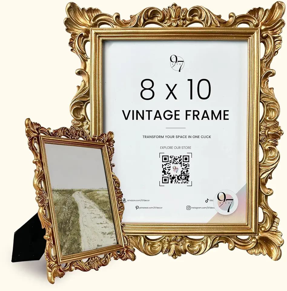 97 Decor Vintage Picture Frame 8x10, Gold Ornate Antique Frame