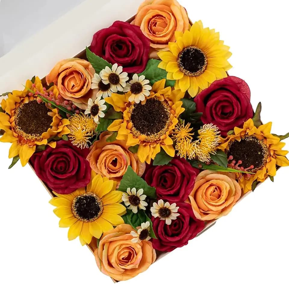 FANKO Fall Artificial Flowers DIY Bouquet Combo Faux Rose for Home Decor