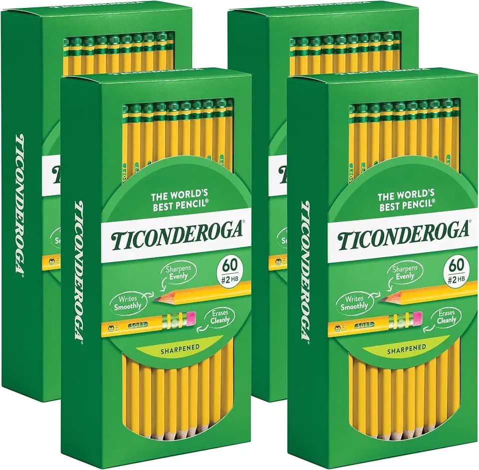 Ticonderoga Wood-Cased Pencils, #2 HB Soft, Yellow, 240 Count