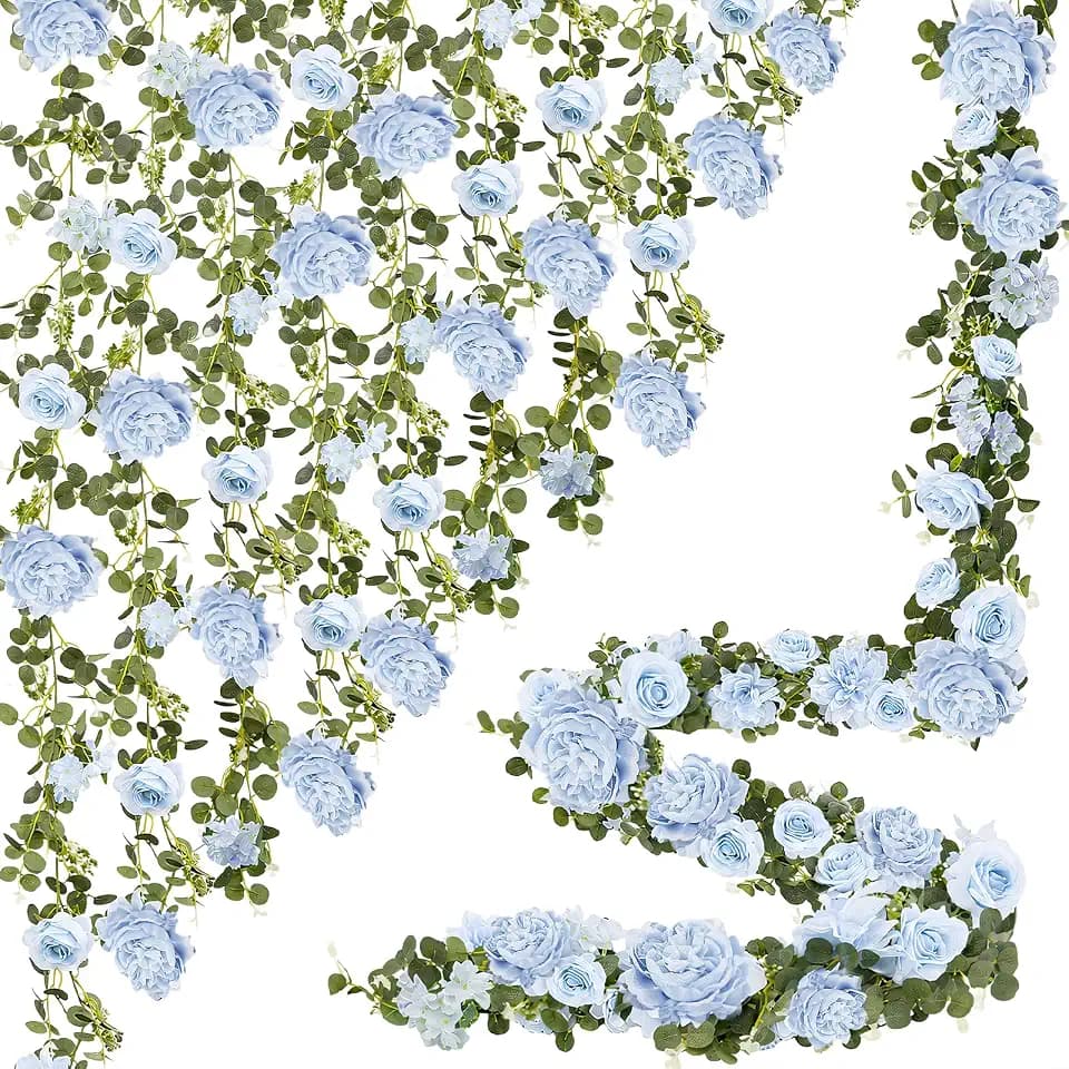 Findosom Total 12.4Ft Artificial Flowers Garlands for Decoration, Blue