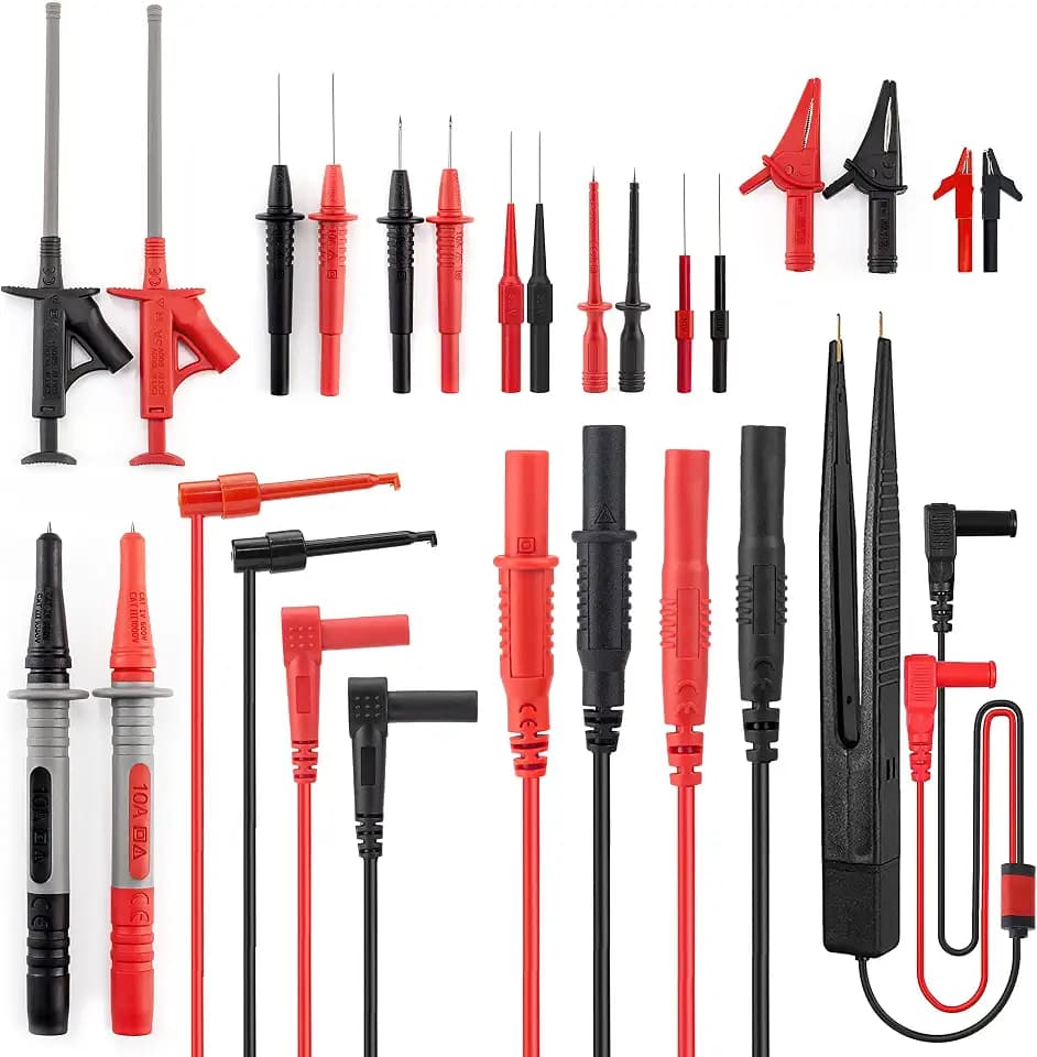 KAIWEETS 23PCS Multimeter Test Leads Kit with Replaceable Precision Probes Set and Alligator Clips, Test Probes, Test Hook, Flexible Wires Professional Kit General Use for Digital Electrical Testing