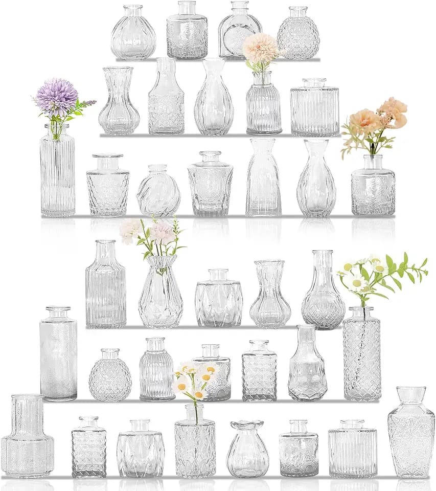 Set of 36 Glass Bud Vases Small Flower Vases for Centerpieces