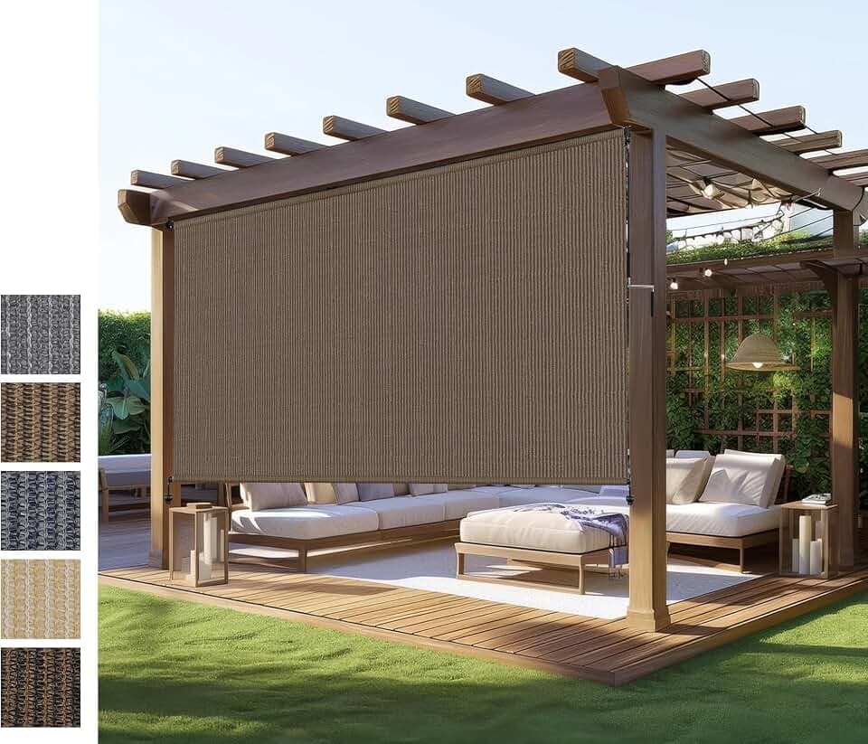 Outdoor Roller Shade,Patio Blind Roll Up Shade Exterior Cordless-10'W x 8'H