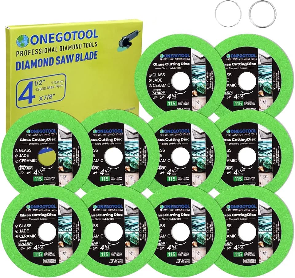 4-1/2x7/8 inch Tile Cutter Glass Cutting Disc for Angle Grinder Glass Ceramic Diamond Cutting Blade Disc for Grinding Jade, Crystal, Wine Bottles. (10PCS)