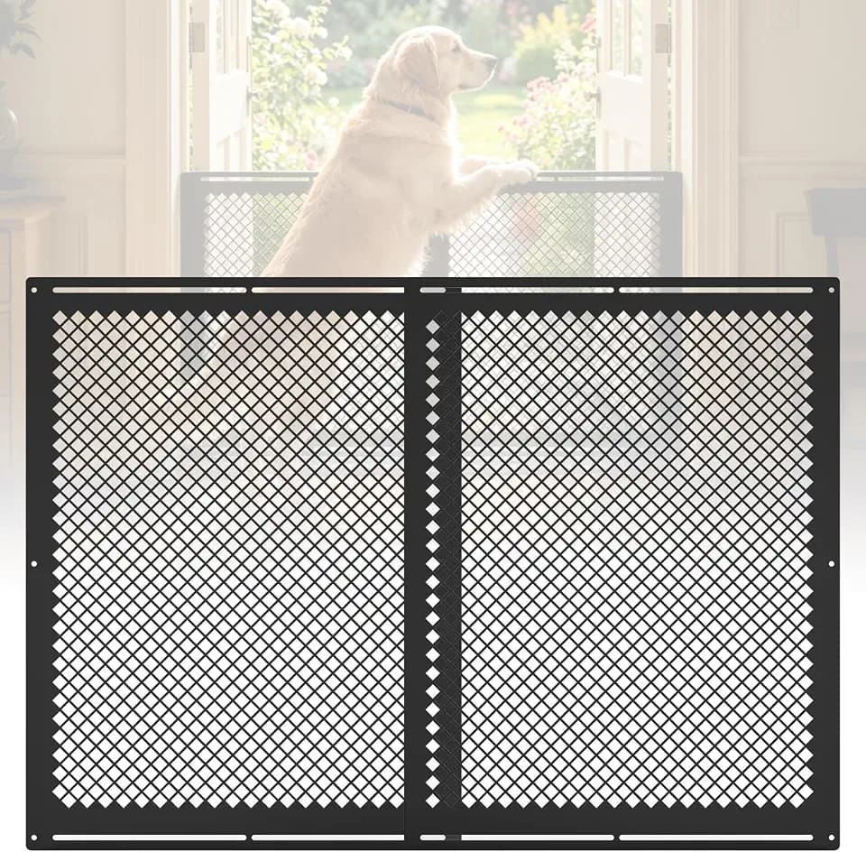 RV Entry Screen Door Grille,Upgraded Adjustable 16-32 in Width,21.25 in Height,Metal Entry Screen Door Protector,Camper Screen Door Grille,RV Door Defender (16"-32", Rhombic)
