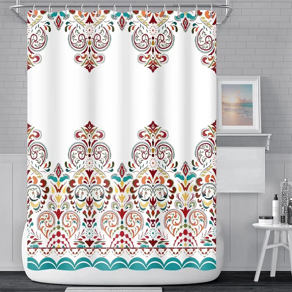 Boho Colorful Floral Exotic Paisley Damask Shower Curtain 60x72 Inch