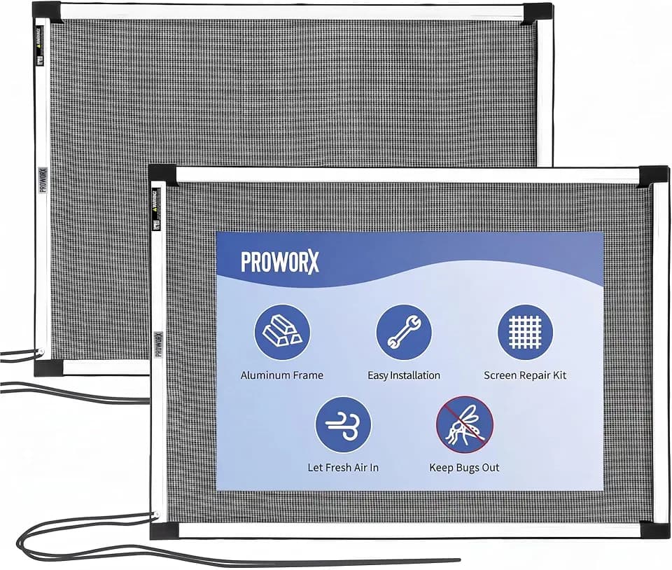 PROWORX 2‑Way Adjustable Window Screens Expandable, 2 Pack 10"H x 19"-36"W