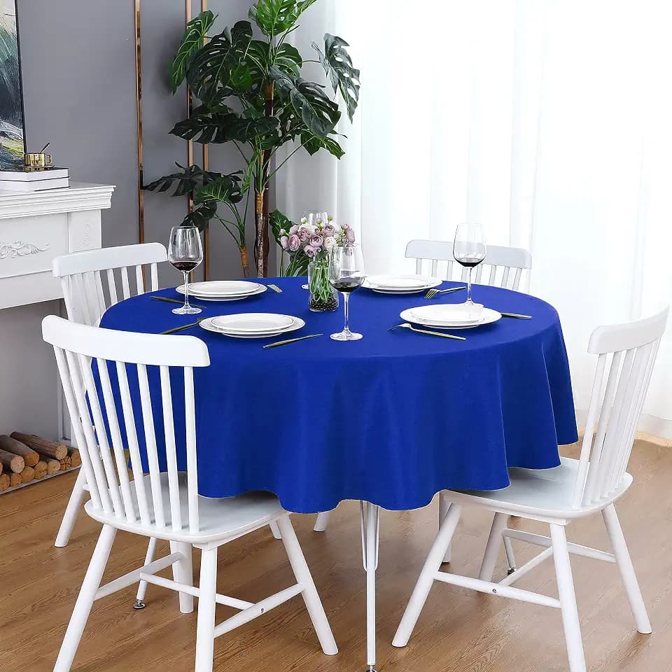 FOLINS&HOME Royal Blue 90 Inch Round Tablecloth, Waterproof Table Cloth