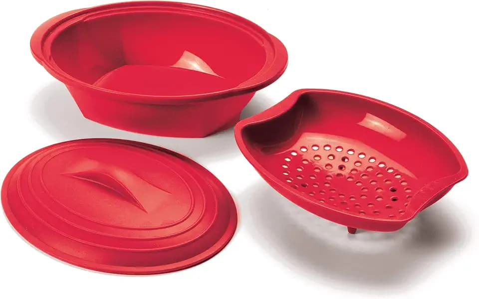 Norpro, Red Silicone Steamer with Insert, 32 oz
