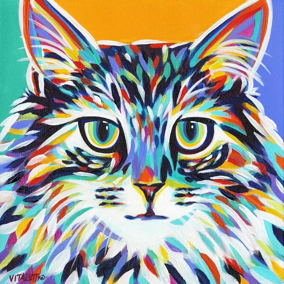 ART.COM Wall Art Print Dramatic Cats I by Carolee Vitaletti, 24" x 24"