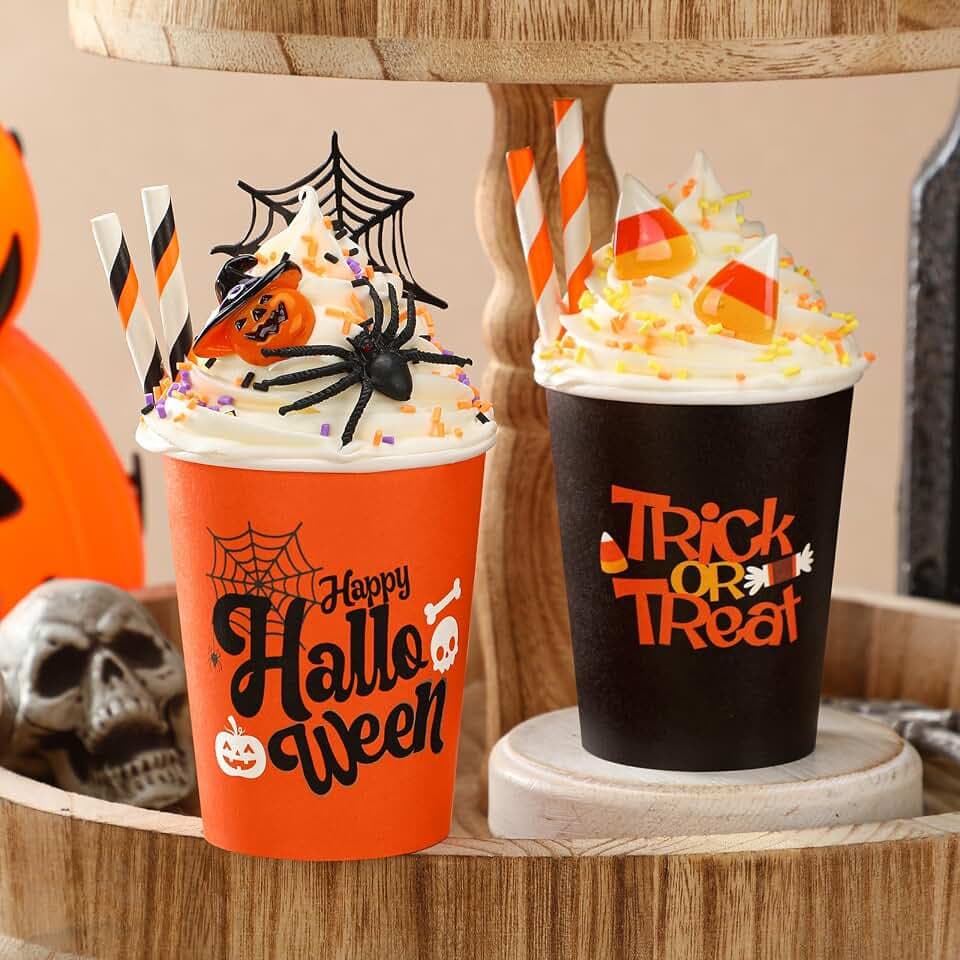 Yungyan 2 Pcs Halloween Tiered Tray Decor with Faux Whipped Cream