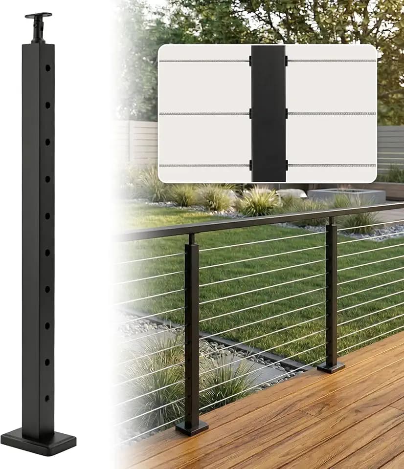 Sidasu 36IN Level Drilled Cable Railing Post,Stainless Steel Anti-Corrosion
