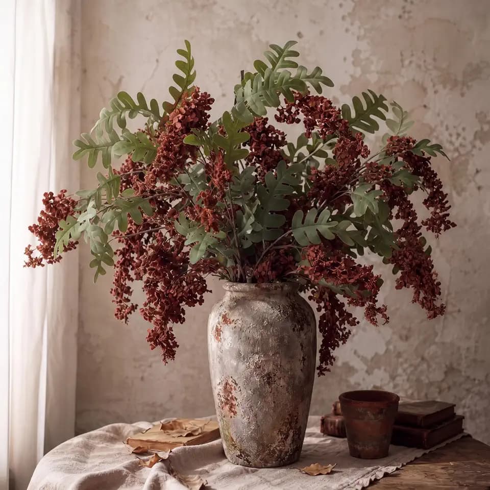 Yinder 5 Pcs 31.5'' Fall Artificial Flowers Berry Stem, Burgundy