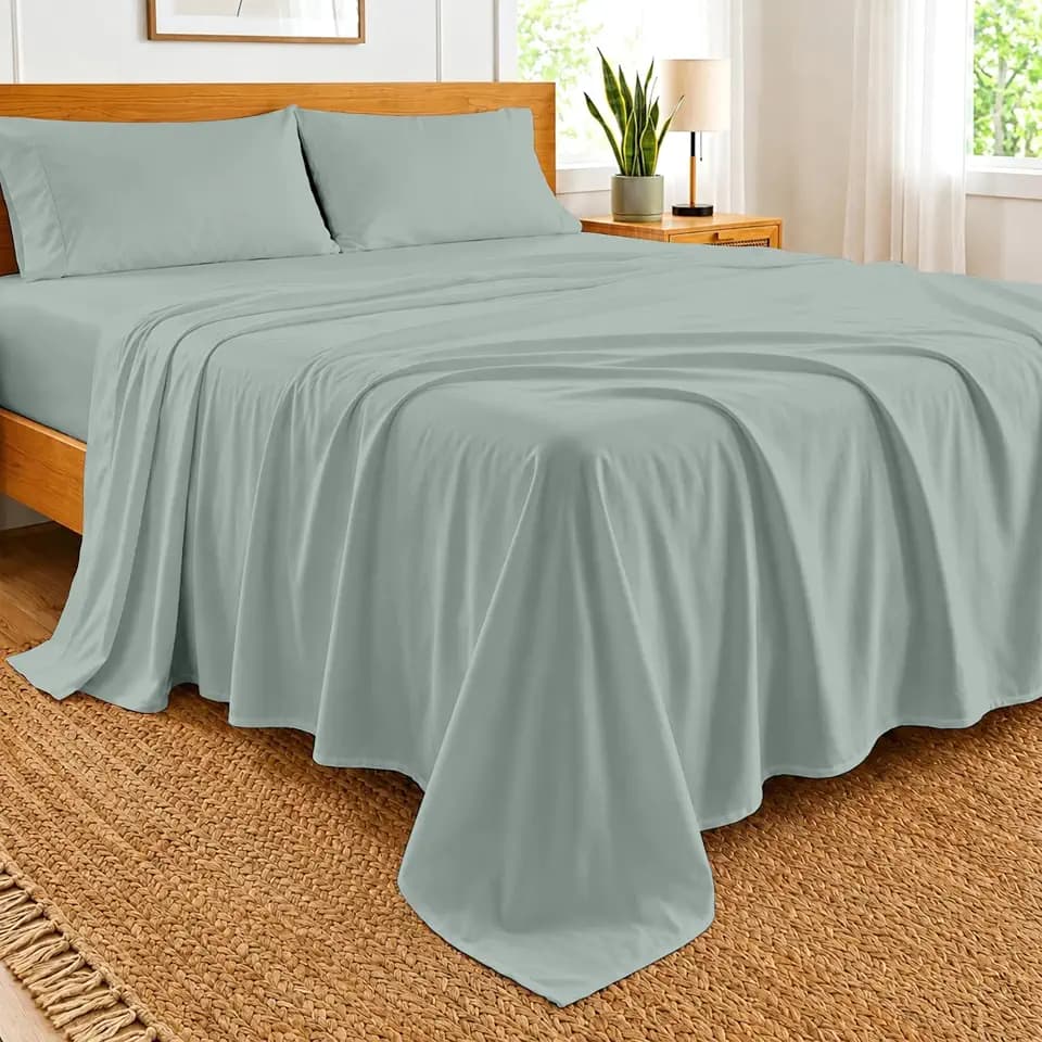 Kotton Culture Bed Sheets 4 Piece 100% Egyptian Cotton 600 Thread Count Soft Crisp Cooling Cotton Luxury Hotel Sheets Thick with 16" Inch Deep Pocket Snug Fit Sateen Weave (Aqua Green,Queen)