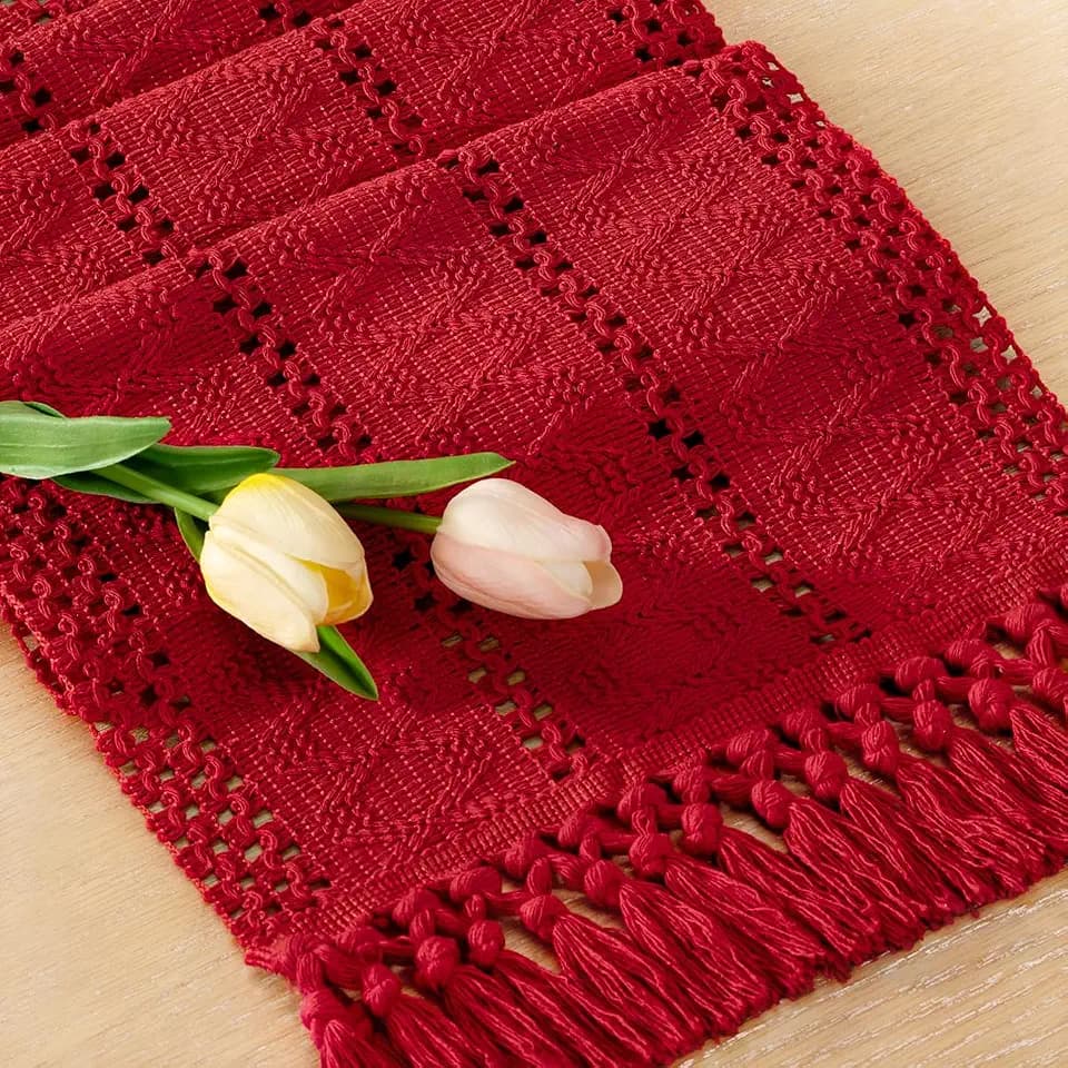 Boho Table Runner Fall Farmhouse Rustic Dining Dresser Scarf Home Decor