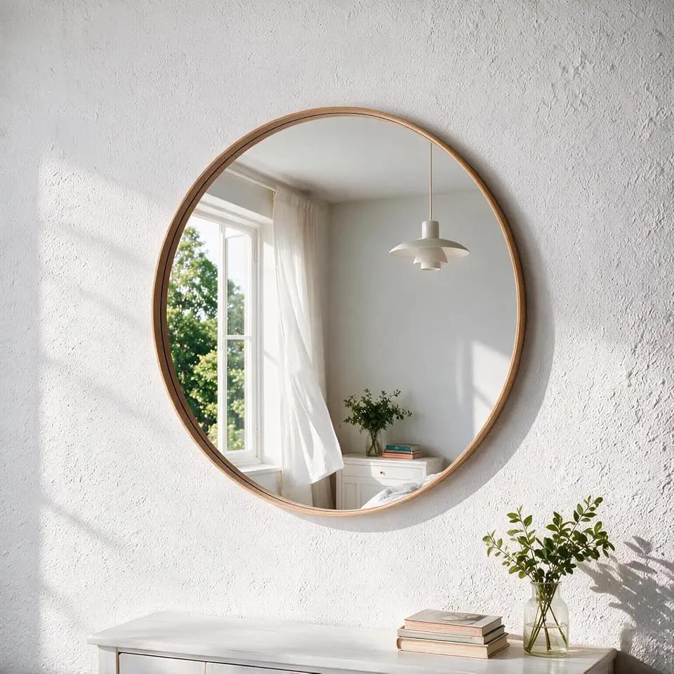 NEWBULIG 20-Inch Round Wall Mirror, Bathroom Wall Circle Mirror