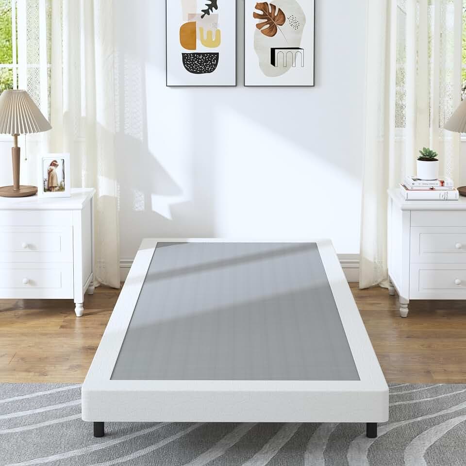 HOBINCHE 4 Inch Twin Box Spring Low Profile Bed Base with Fabric Cover